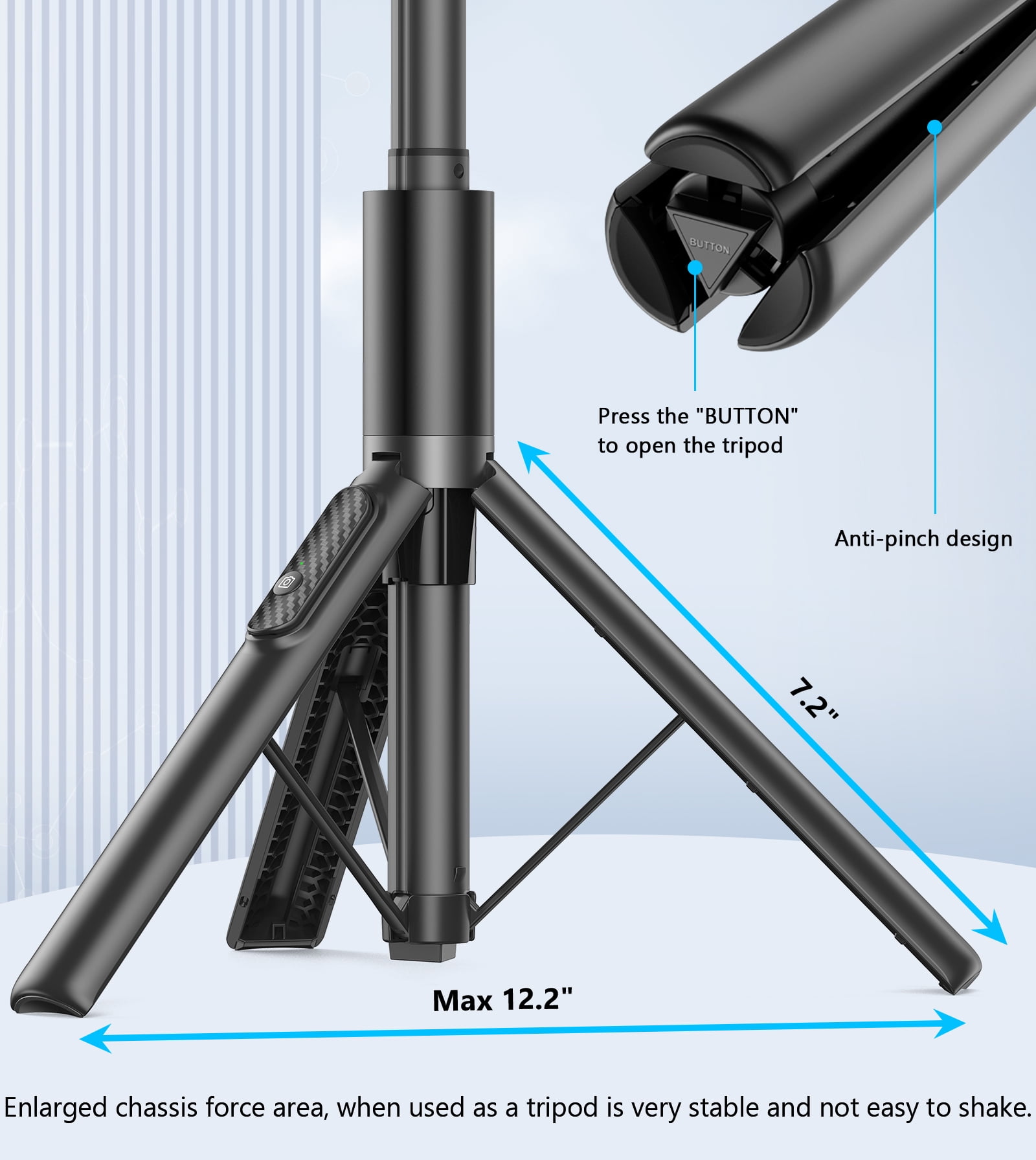 TONEOF 67" Selfie Stick Tripod for Phone 4"-7", Cellphone Travel Tripod Stand for Video Recording