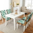 thumbnail image 2 of TSOVTHRID Floral Leaf Cyan Print Quilted Dining Room Chair Covers Soft Armless Chair Slipcovers with Detachable Strap Stretch Seat Cushion Covers for Dining Room, Set of 4, 2 of 7