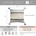 thumbnail image 3 of BlissBlush Coastal Blue Boho Decorative Throw Pillow Cover 20x20 Modern Bohemian Accent Pillow Case Square Woven Textured Farmhouse Pillows for Couch Bed (Pack of 1), 3 of 7