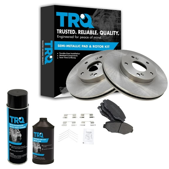 TRQ Front Metallic Brake Pad & Rotor s Kit w/Chemicals for Honda Accord Element BKA17413 Fits select: 2008-2012 HONDA ACCORD LX, 2013-2015 HONDA CIVIC EX