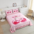 thumbnail image 4 of Erosebridal Pink Bowknot Comforter Set,Dreamy Princess Style Bedding Set Full,Pink Cherry Bow Down Comforter,Rustic Plaid Reversible Bed Set with 2 Pillowcases Lightweight, 4 of 7