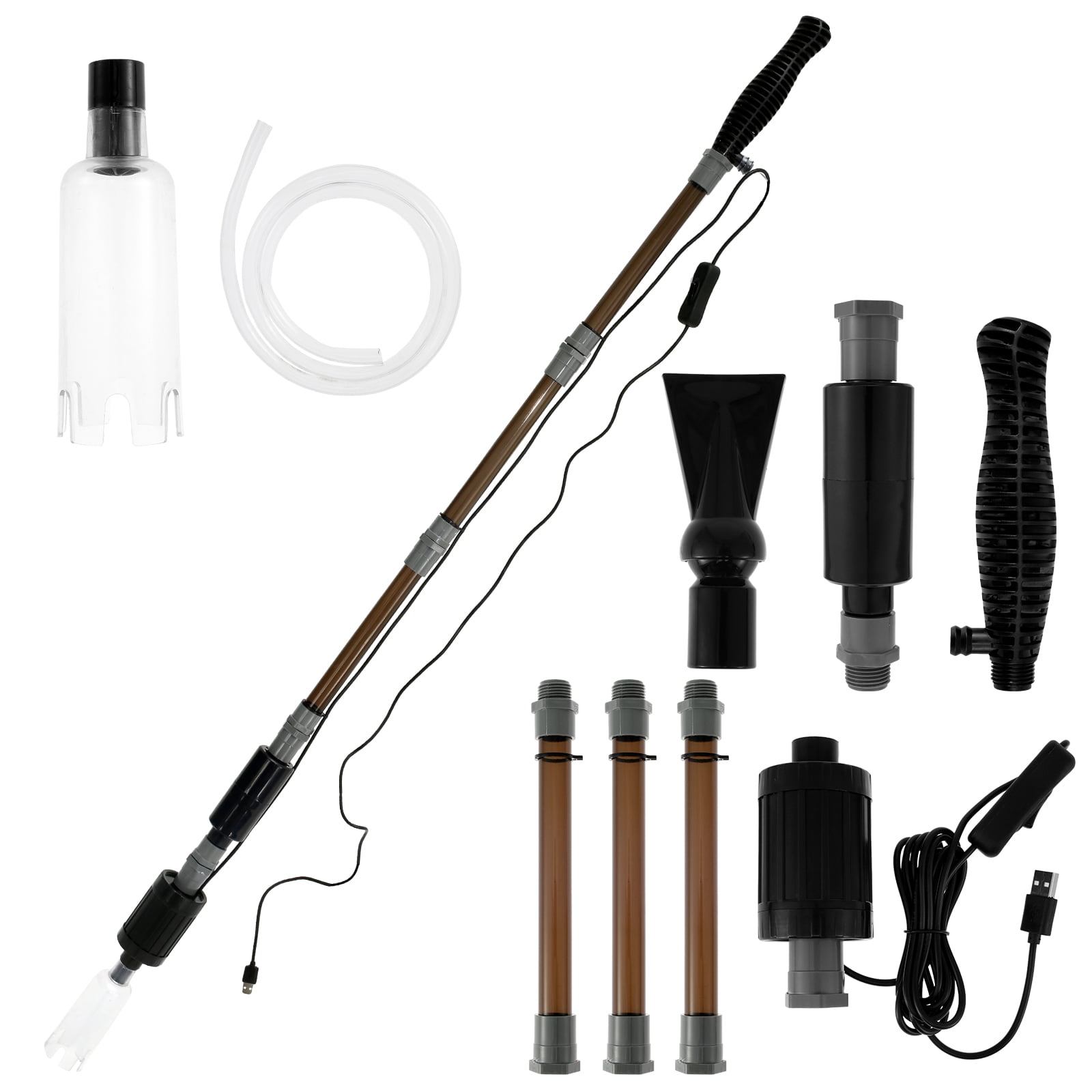 6 In 1 Automatic Aquarium Gravel Cleaner with Strong Suction,Vacuum Cleaner Kit Fish Tank Cleaner Fish Tank Vacuum Electric Fish Tank Cleaning Tool for Wash Sand Water Changing