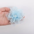 thumbnail image 1 of Xiao Hua 10 flores de organza de 8,9 cm (3,54"), de hilo transparente con centro para manualidades, apliques, sombreros de tela, decoración de bodas y fiestas, color azul claro., 1 of 5