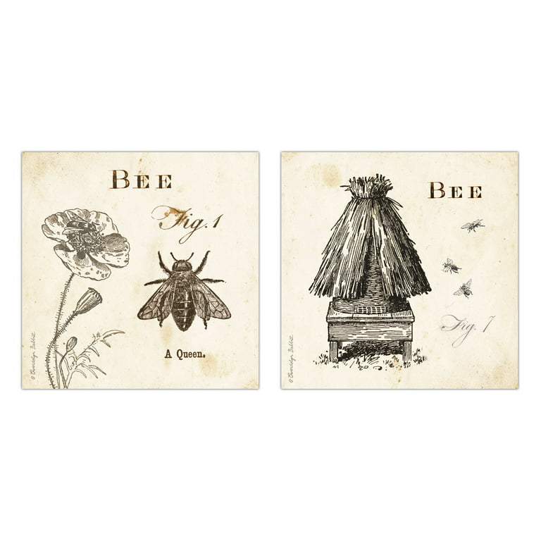 Bees print on watercolor paper, bee art, made from image of past