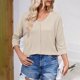 thumbnail image 4 of mfyjkho Tops Para Salir Para Mujer, Camiseta De Cuello Redondo Con Mangas 3/4 Y Encaje De Patchwork Para Mujer Tops Para Hacer Ejercicio S, 4 of 5