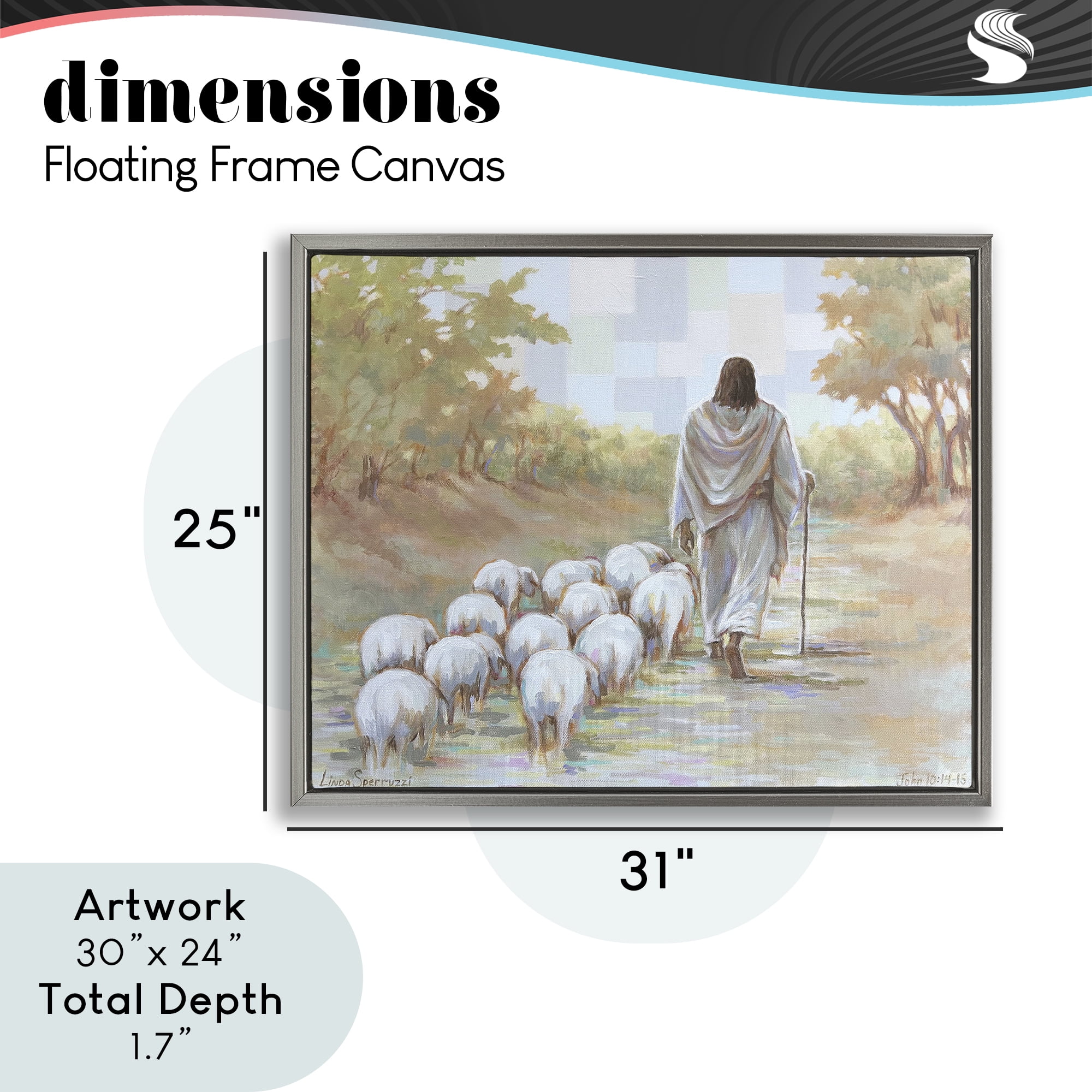 Stupell Industries Lead On Good Shepherd Gray Framed Floater Canvas Wall Art, design by Linda Sperruzzi