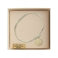 thumbnail image 3 of 7 inch Oval Eye Hook Bangle Bracelet w/ Plain Disc medal charm w/ Rose Swarovski Crystal, 3 of 3
