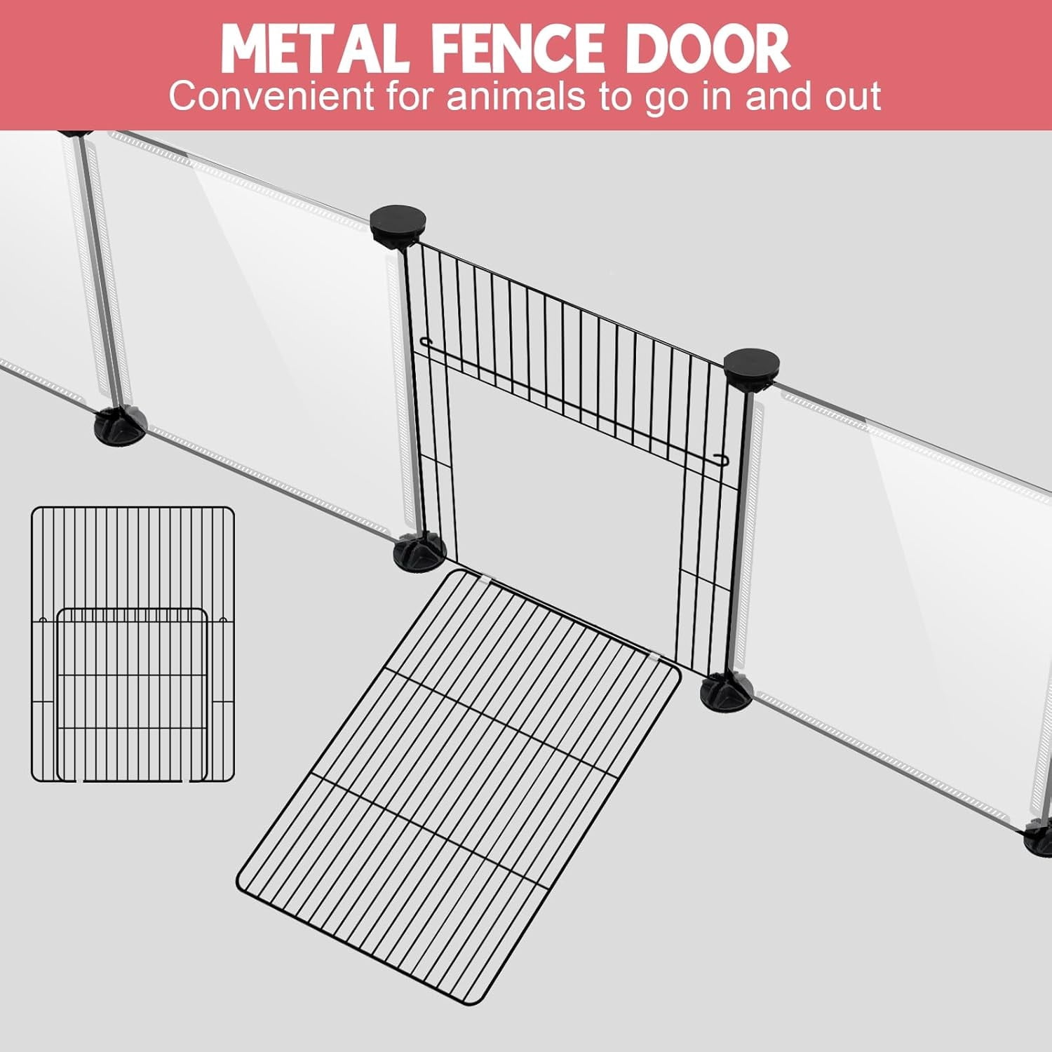 48" x 32" x 24" Transparent Playpen with Waterproof Mat,Plastic Enclosure,Puppy Play Pen for Chicken,Pet Fence for Guinea Pigs,Bunny,Ferrets,Hamsters,Hedgehogs Indoor
