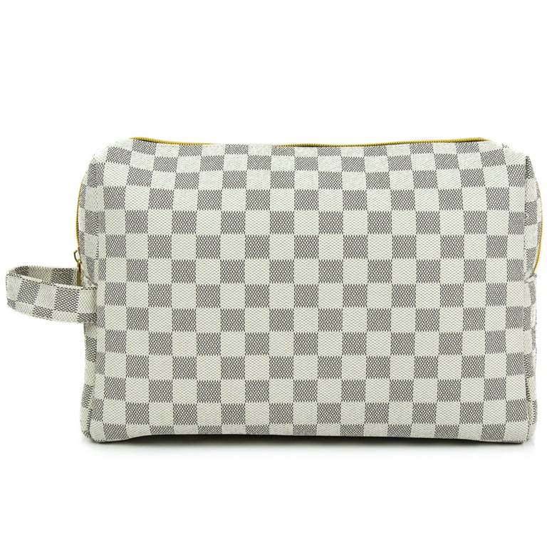 Luxouria Checkered Makeup Bag - Brown Cosmetic Bag