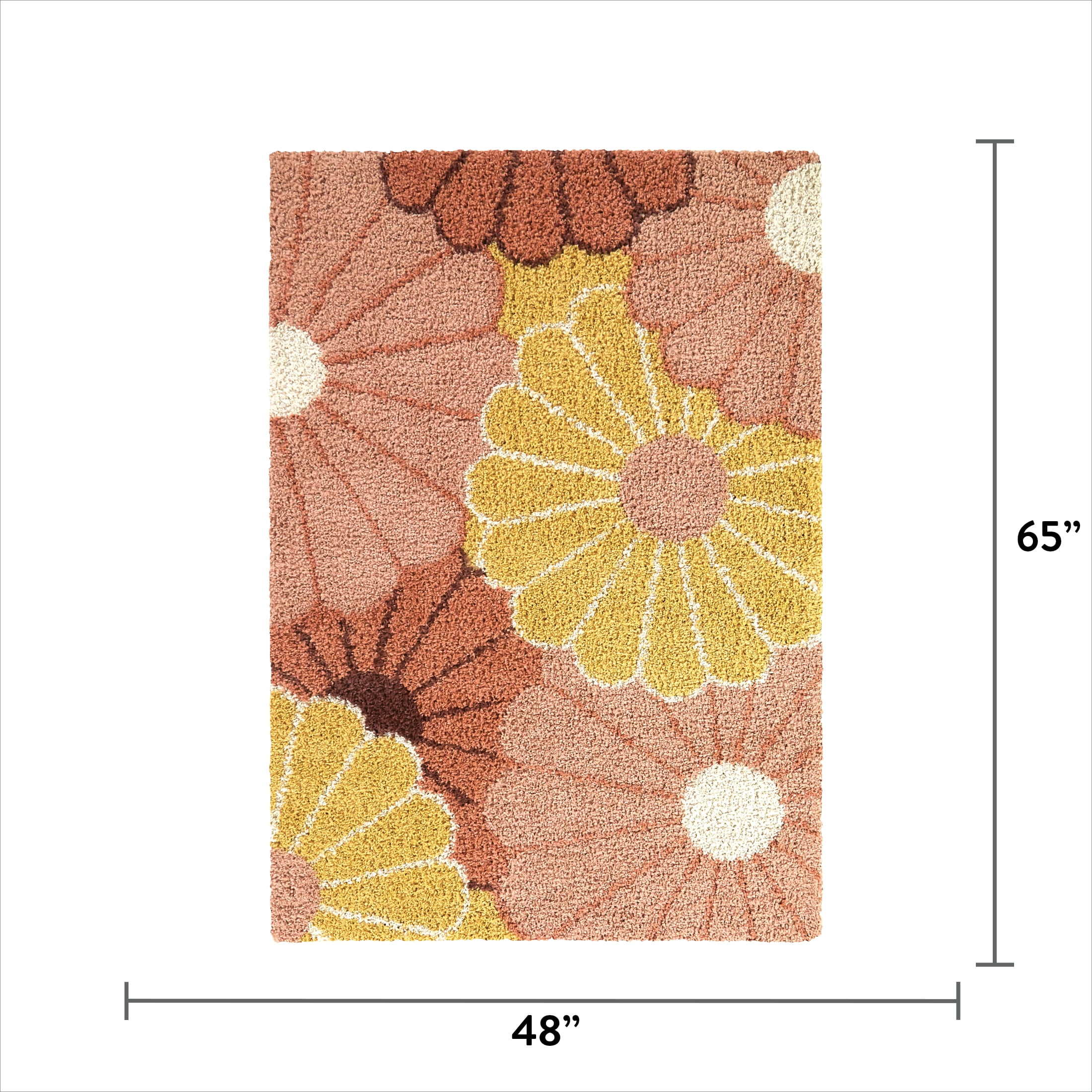 Mainstays Pink Floral Shag Indoor Accent Rug, 4' x 5'5"