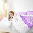 thumbnail image 4 of jejeloiu Cartoon Bow Loves Queen Comforter Set,Purple White Bedding Comforter Set For Girl Reversible 3-Piece, 4 of 8