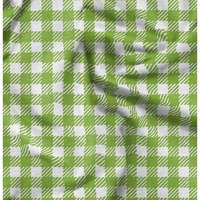 Soimoi Poly Georgette Fabric Gingham Check Print Fabric by Yard 42 Inch Wide