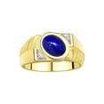 thumbnail image 1 of RYLOS Men's Rings 14K Yellow Gold Cabochone Gemstone & Diamond Designer Lapis Rings For Men Size 13, 1 of 7