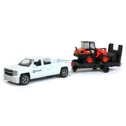 NewRay Kubota R630 Wheel Loader Toy with Chevrolet Pickup Truck and Trailer 1 Set