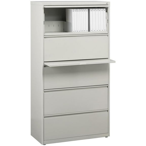 Scranton & Co 5-Drawer Modern Metal Lateral Filing Cabinet in Light Gray