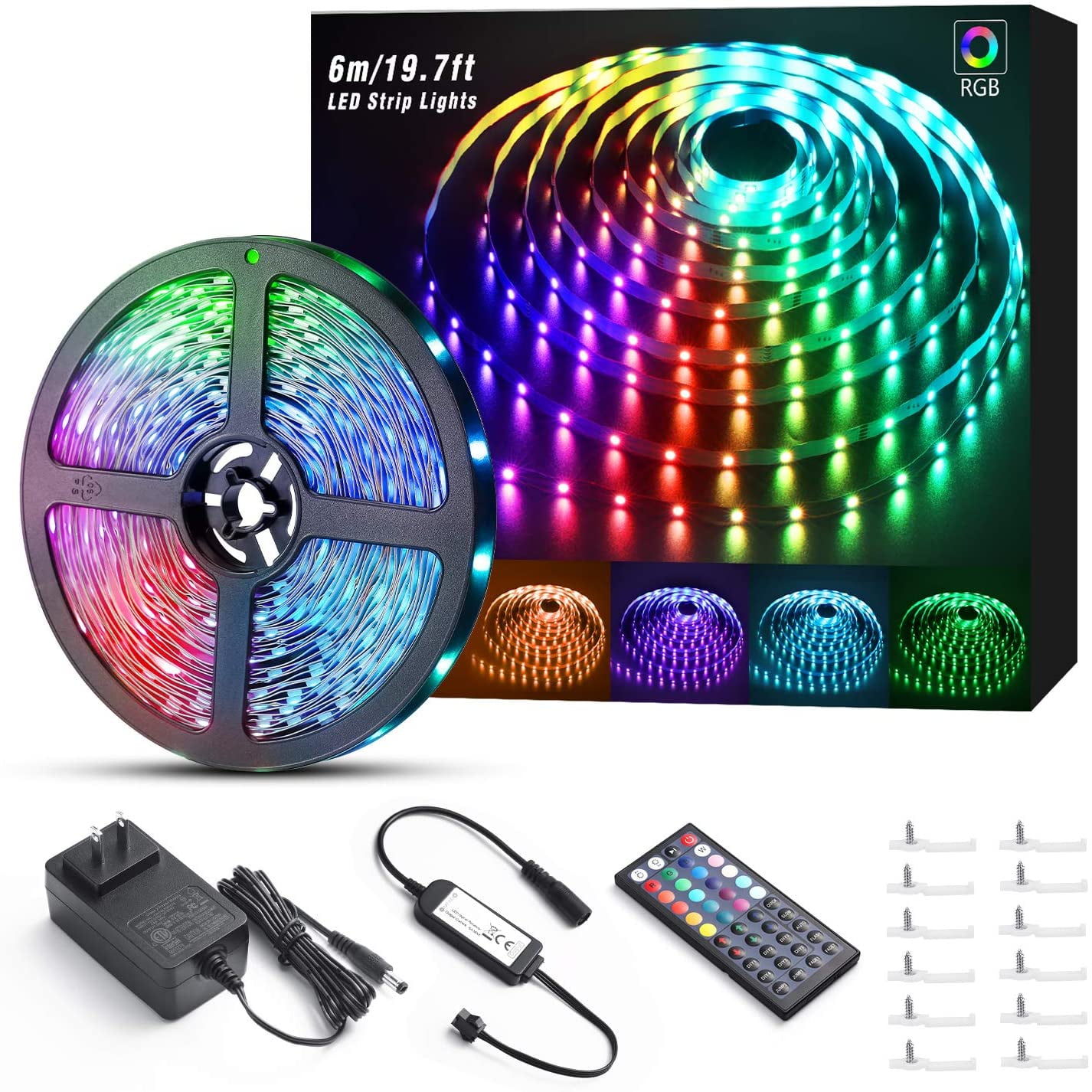 LED Strip Lights, 20ft RGB Strip Lights 180 Units 5050 LED Tape Lights