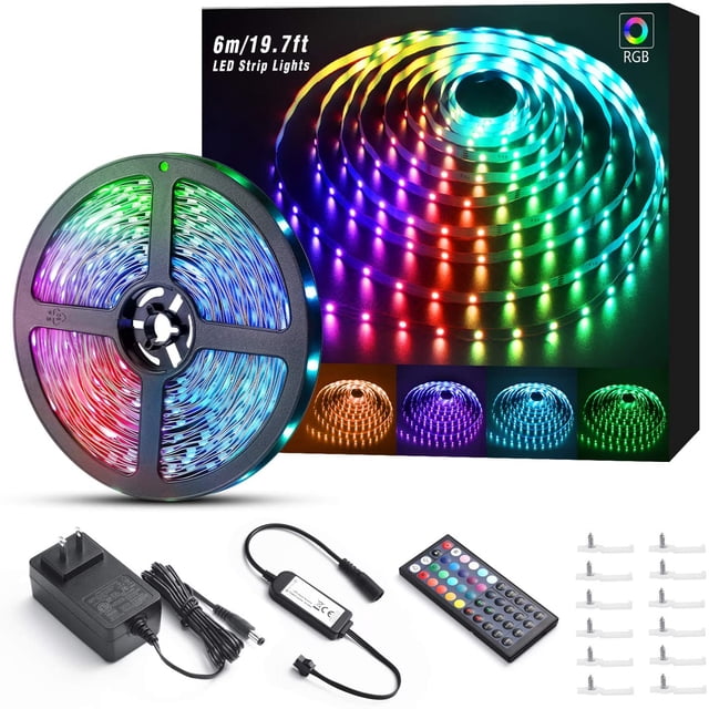 LED Strip Lights, 20ft RGB Strip Lights 180 Units 5050 LED Tape Lights, Color Changing Strip Lights with RF Remote for Home Kitchen Bar Bed Lighting Decoration
