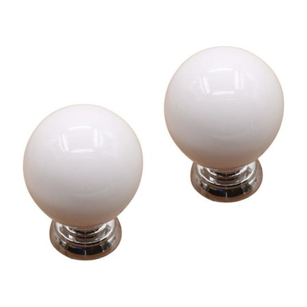 2pcs European Rural Design Single Hole Round Ceramic Kitchen Cupboard Cabinet Drawer Door Knobs Pull Handles (White)