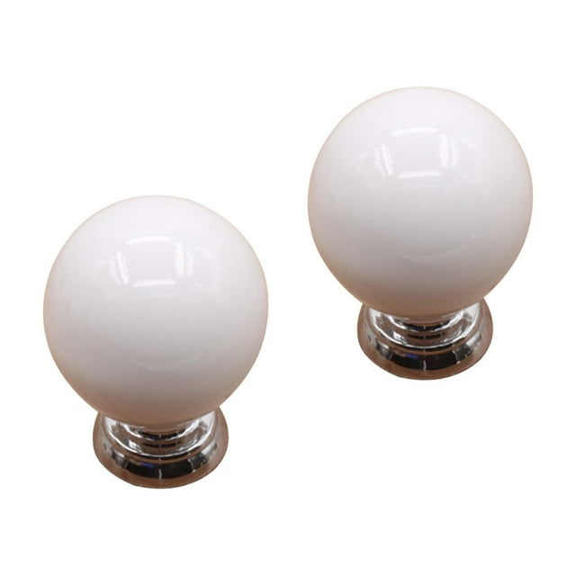 Shisuyan 2pcs European Rural Design Single Hole Round Ceramic Kitchen Cupboard Cabinet Drawer Door Knobs Pull Handles (White)