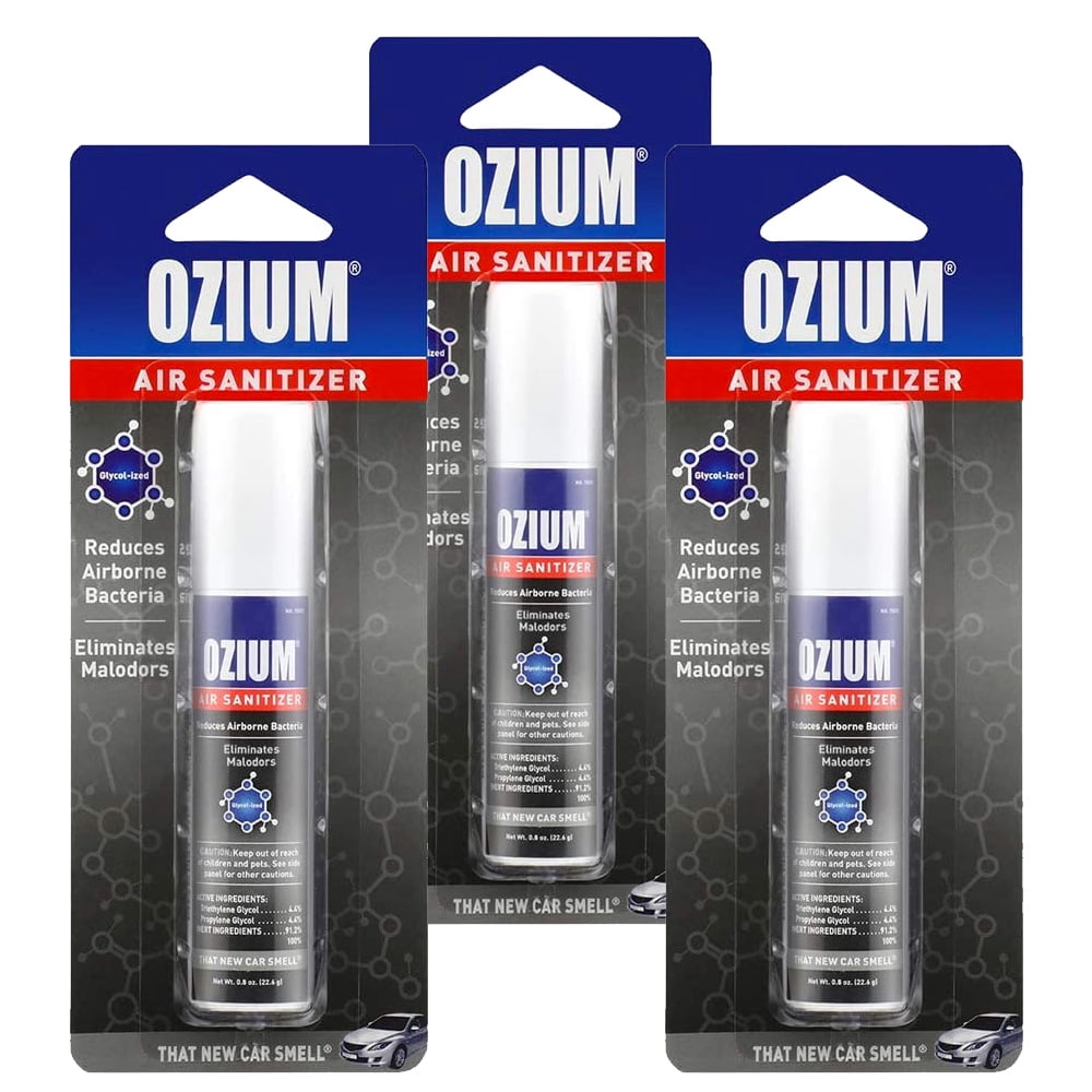 Ozium Air Sanitizer 0.8 oz Spray, That New Car Smell 3PACK