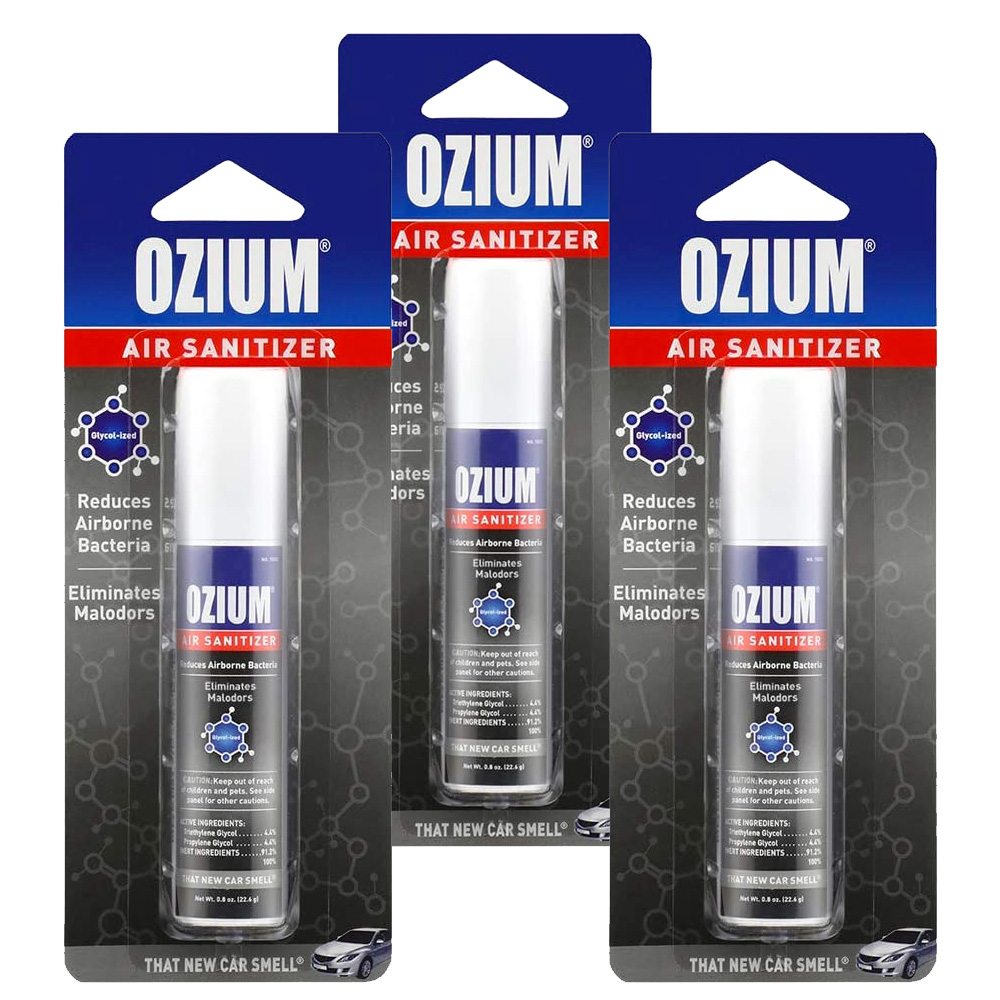 Ozium Air Sanitizer 0.8 oz Spray, That New Car Smell 3-PACK