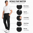 thumbnail image 3 of YAPPO Men's Stretch Dress Pants, Quick Dry Business Casual Slacks, Straight Fit for Office, Golf & Travel, 30" Inseam, 3 of 7