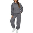 thumbnail image 2 of Womens 2 Piece Outfits Lounge Hoodie Sweatsuit Sets Oversized Sweatshirt Baggy Fall Fashion Hoodies & Sweatpants Dark Gray XL, 2 of 5