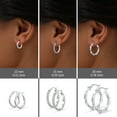 thumbnail image 3 of LeCalla 925 Sterling Silver Twisted & Cubic Zirconia Hoop Earrings Set, 3 Pairs (13mm, 15mm, 20mm), 3 of 8