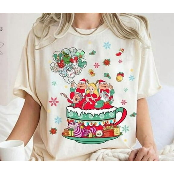 Disney Cute Alice In Wonderland Reindeer Season T-Shirt Unisex, S-5XL