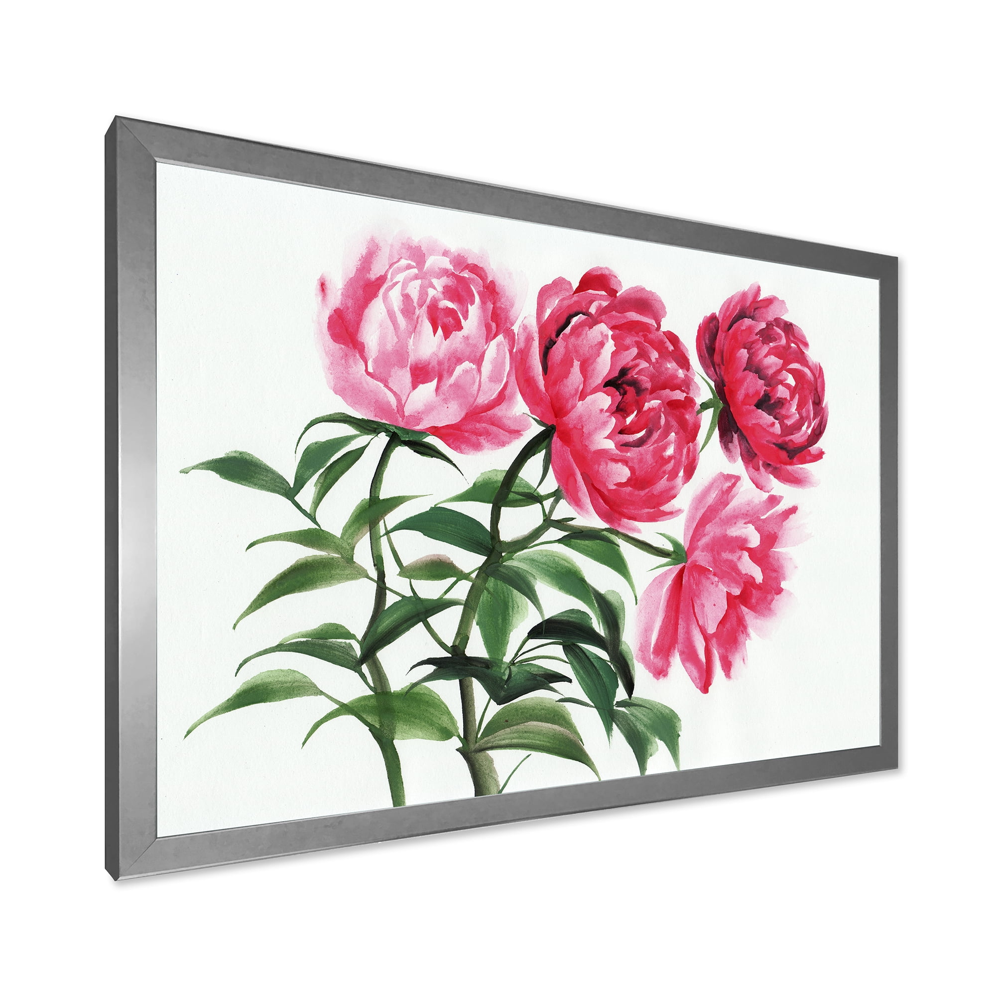 Designart 'Abstract Four Vintage Pink Peonies' Traditional Framed Art Print