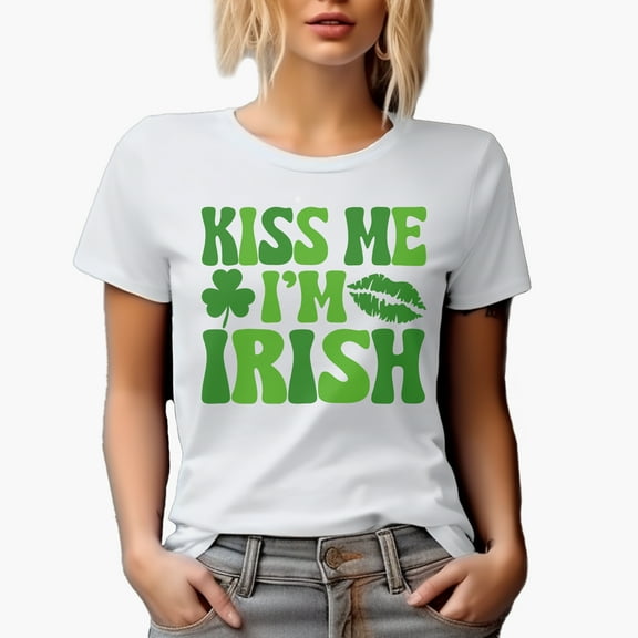Kiss Me I'm Irish, White T-Shirt, Small