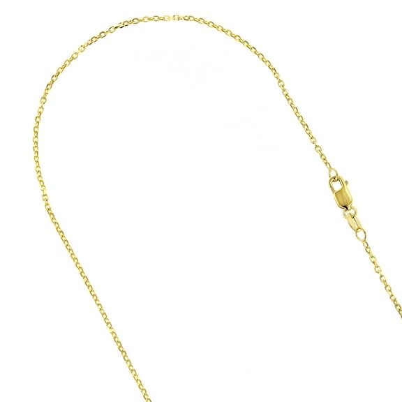 Luxurman 14K Solid Yellow Gold 1.4mm Wide Diamond Cut Cable Link Chain 24" Necklace with Lobster Clasp