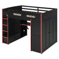 thumbnail image 4 of Lit Mezzanine en Bois Pleine Grandeur avec Bureau, Garde-Robe, Grand Espace de Rangement et Lumière RVB, Rouge, 4 of 9