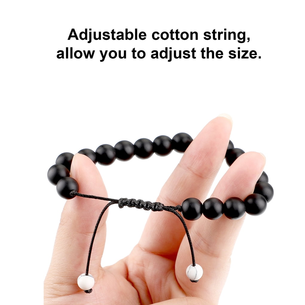 Fashion 8MM Matching Bracelets Adjustable Black Matte Buddha Beads