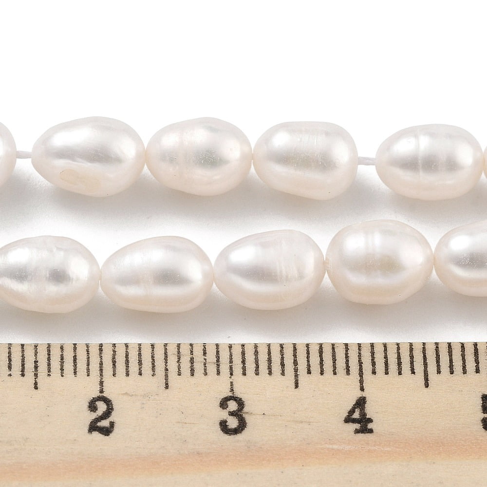 Natural Cultured Freshwater Pearl Beads Strands Rice Grade 2A+ White 6-7mm Hole: 0.6mm 18-20pcs/strand 6.30''-6.69''(16-17cm)