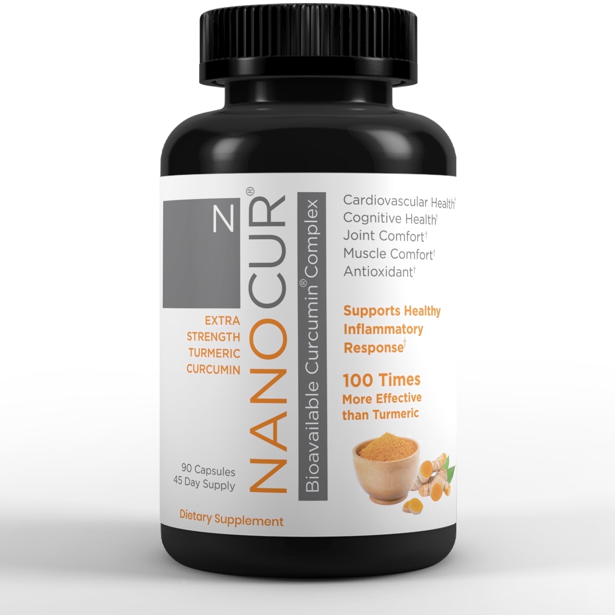 NanoCur Nanocurcumin 90Ct, Plant-Based Nano Carrier+Organic Curcumin, Joint Support, Relief & Energy You Feel, 170% More Active Than Curcumin + Black Pepper Extract & 100x More Active Than Turmeric.