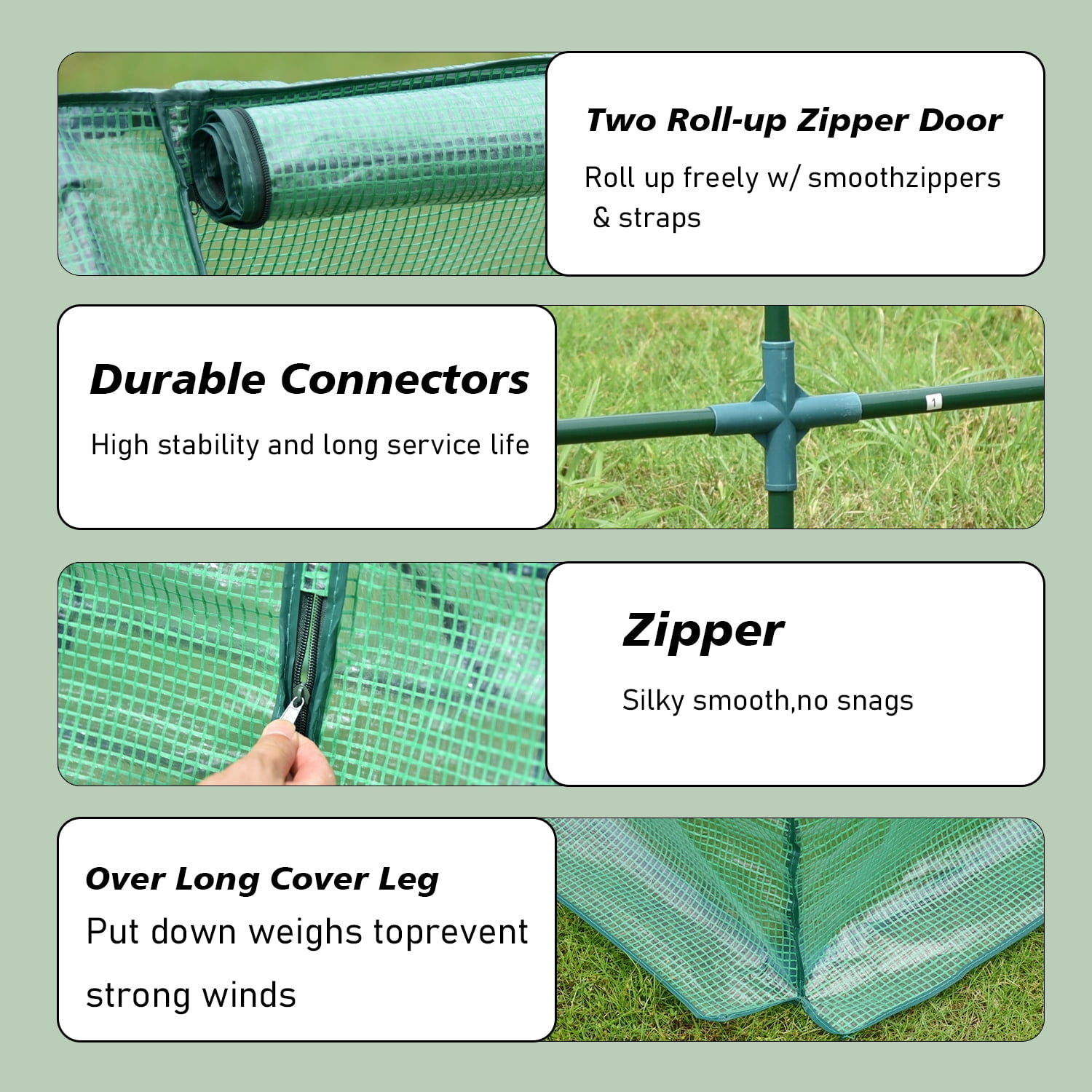 Aoodor 6 ft. x 3 ft. x 3ft. Mini Greenhouse with 2 Zipper Doors, Water Resistant UV Protected for Flowers, vegetables and herbs with 2 Covers