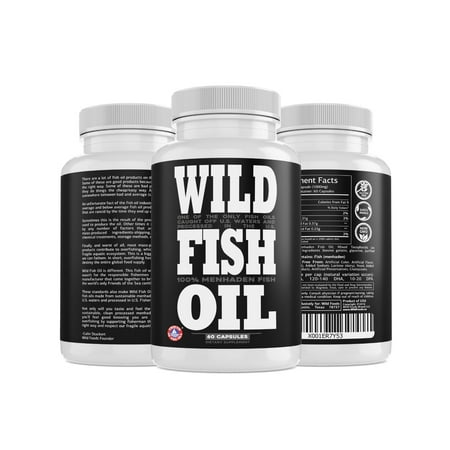 Wild Fish Oil Caps, Omega-3 DHA, EPA, DPA Supplement, Sustainably Harvested, FOS Certified, 60