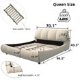 thumbnail image 3 of Queen Size Upholstered Platform Bed with Adjustable Height, Platform Bed Frame with Oversized Padded Backrest and Solid Wood Frame, No Box Spring Needed, Beige, 3 of 9