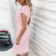 thumbnail image 6 of Bnwani Maxi Dresses for Women,Women's Dresses,Crew Neck,Striped,Drawstring,Casual,Pink,XL, 6 of 6