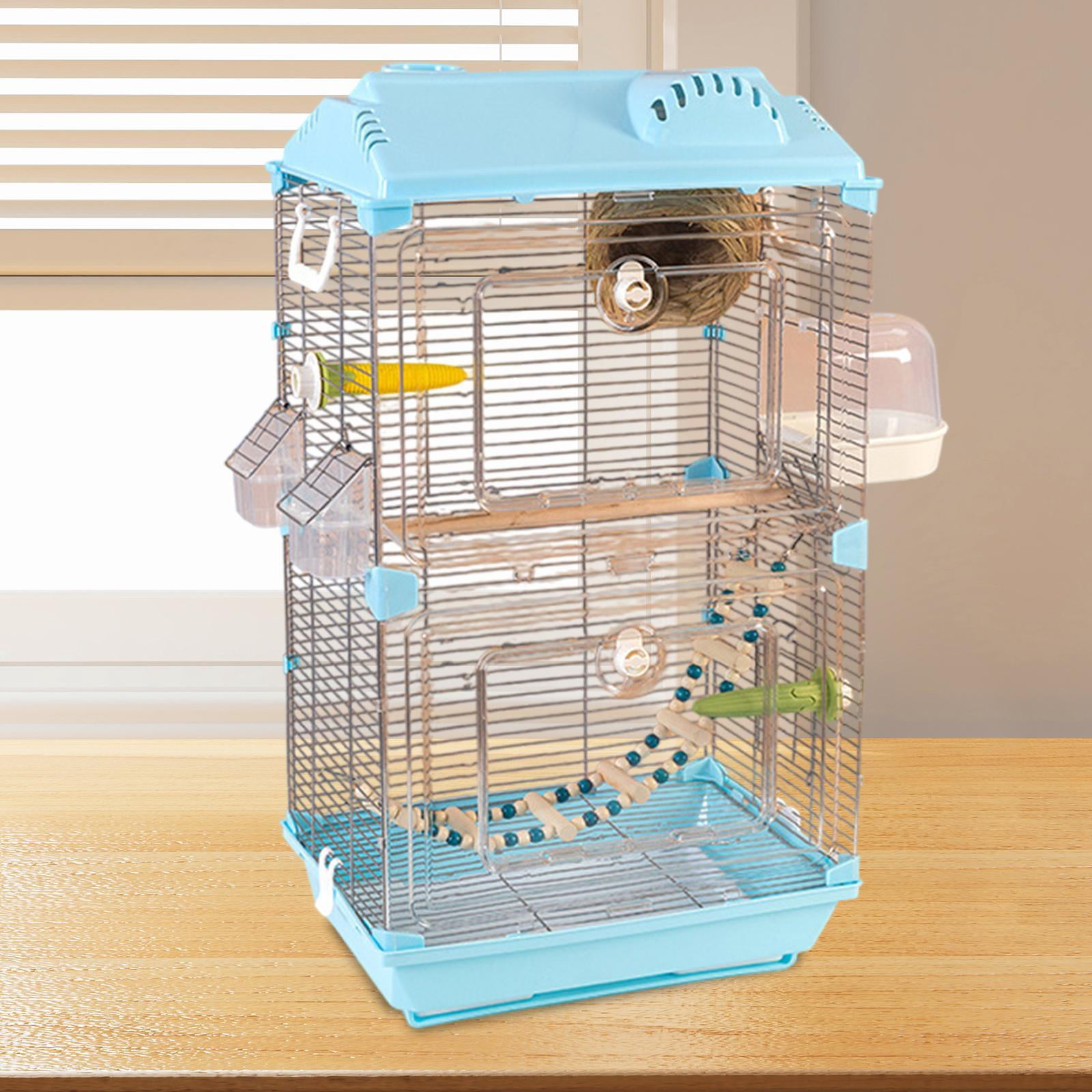 Serenable Bird Cage Birdcage Breathable Transparent Acrylic Home Decor with Stand Accessories Parrot Cage for Lovebirds Small Pet Birds blue