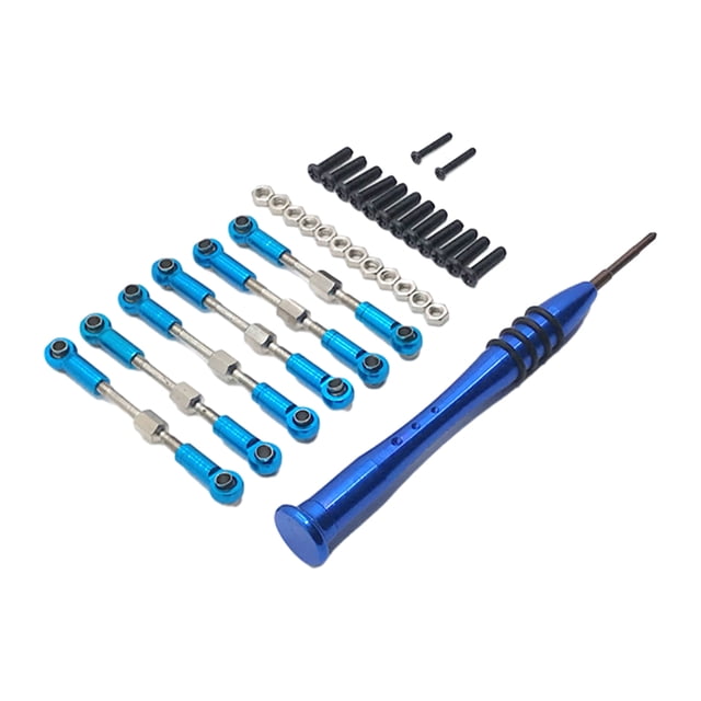 ZheElen RCGOFOLLOW 1/14 Aluminum Alloy Wheelbase Steering Link Rod Set Rc Steering Link Rod Set For Wltoys 144001 RC Car Part Blue