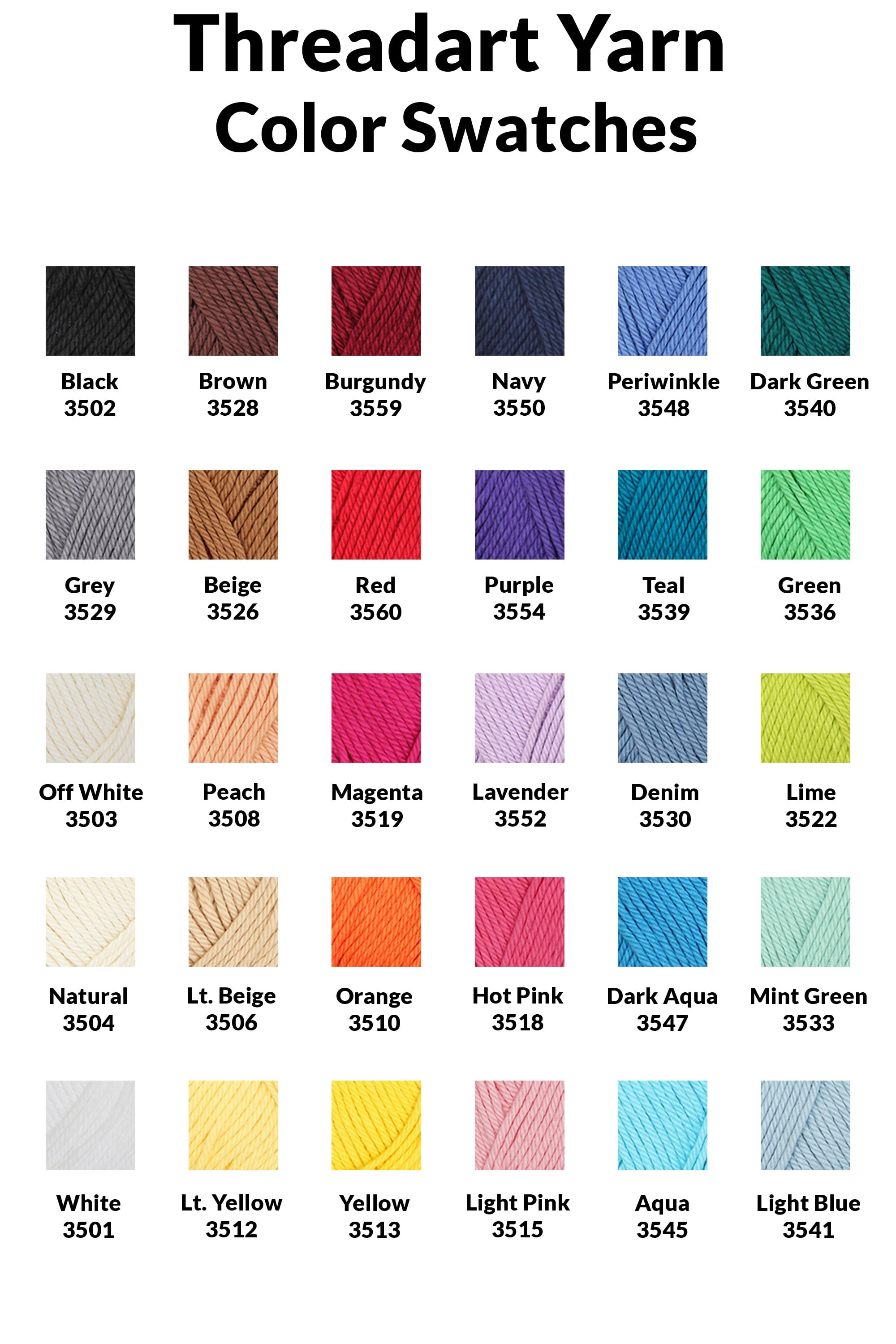 Threadart Crochet 100% Pure Cotton Size 4 Yarn Set | Crayon Colors | Pack of 6 Skeins Each 50 grams | Worsted Medium #4 Yarn | 85 yds per Skein