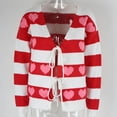thumbnail image 3 of zbxnLI Women's Valentines Day Cardigan Sweaters Heart Tie Knot Open Front Long Sleeve Knit Cropped Cardigans, 3 of 9
