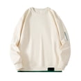 thumbnail image 4 of Mens Sweatshirts Casual Spring Fall Stylish Long Sleeve 2 In 1 Color Block Crewneck Hoodless Tops Pullover Loose Comfortable Sweatshirt for Men Beige M, 4 of 4