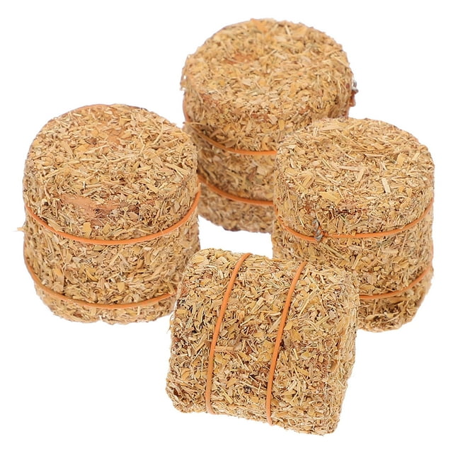 FOMIYES 4Pack Mini Hay Bales Simulated Haystacks for Autumn Atmosphere in Mini Garden