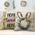 thumbnail image 4 of Happy Easter Hunny Bunny Decorative Throw Pillow Covers 18 x 18 Set of 4, Home Sweet Home Rabbit Wreath Porch Patio Spring Outdoor Pillowcase, Egg Hunt Tulip Flower Cushion Case Home Decor, 4 of 6