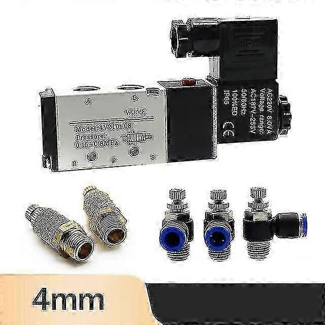 Pneumatic Electric Solenoid Valve 4v210-08 5 Way 2 Position Control Air Gas Magnetic Valve 12v 24v 220v 4mm-12mm Hose Fittings
