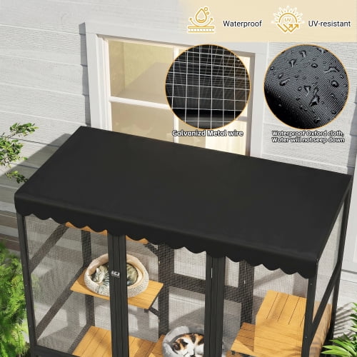 Harmie Cat Enclosure Walk In Outdoor Cat Enclosure patio cat play zones indoor outdoor pet Indoor Outdoor Cat Owners Black