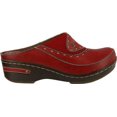 thumbnail image 3 of Womens Open-Back Hand-Painted Leather Clogs - Red - European Size 36, 3 of 7